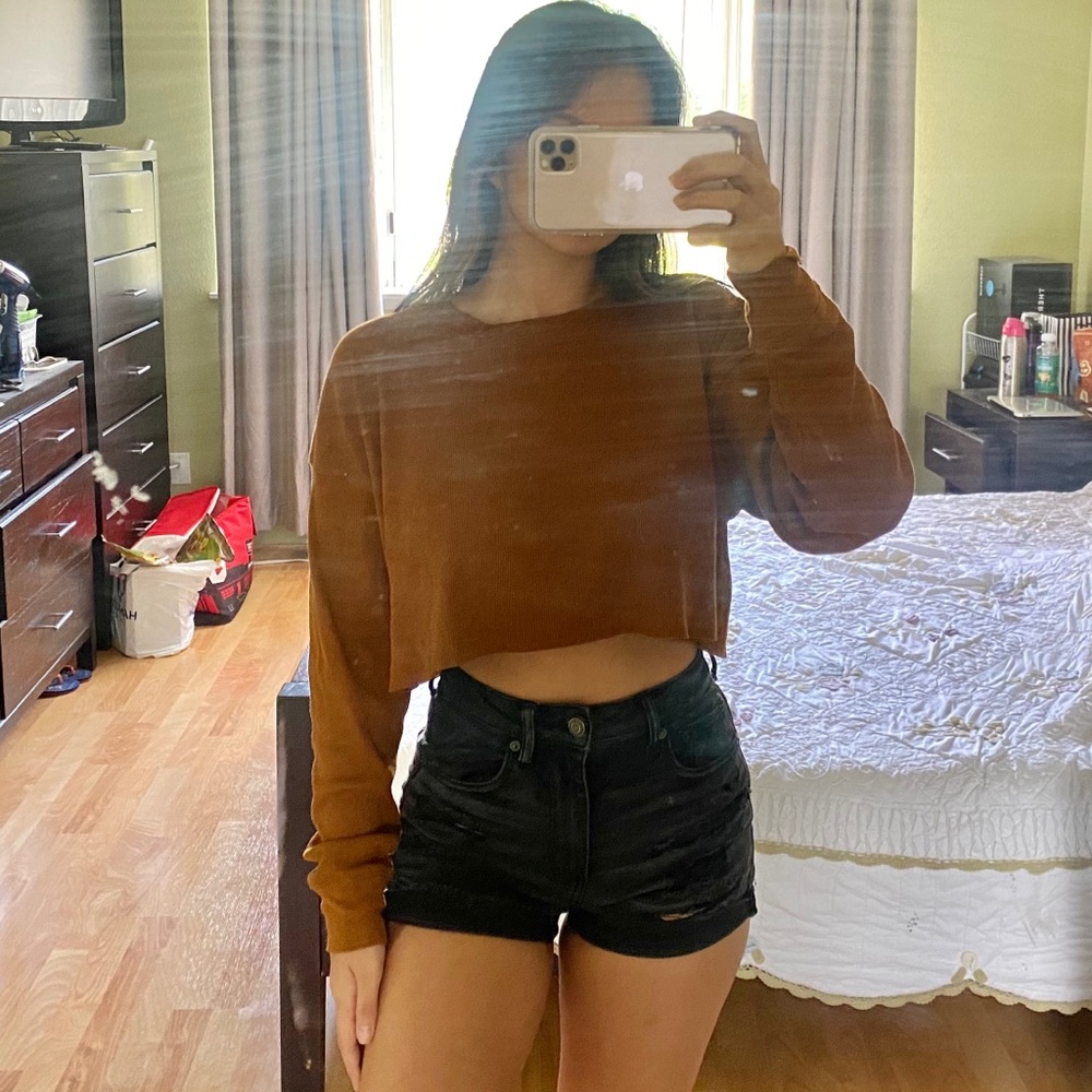 Brown Sweater Crop Top - Forever 21